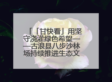 「甘快看」用坚守浇灌绿色希望——古浪县八步沙林场持续推进生态文明建设见闻