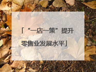 “一店一策”提升零售业发展水平