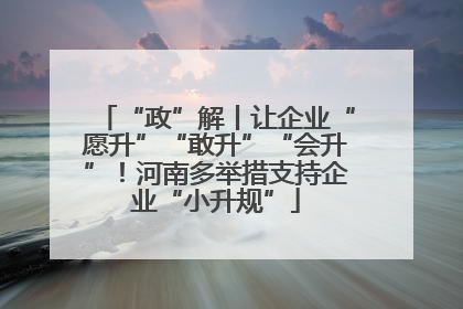 “政”解丨让企业“愿升”“敢升”“会升”！河南多举措支持企业“小升规”