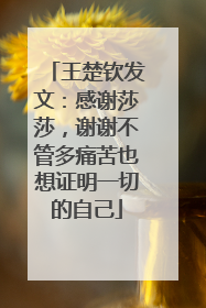 王楚钦发文：感谢莎莎，谢谢不管多痛苦也想证明一切的自己