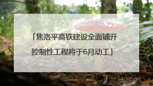 焦洛平高铁建设全面铺开 控制性工程将于6月动工