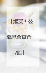 爆买！公募基金重仓7股