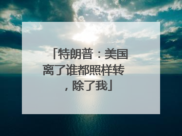 特朗普：美国离了谁都照样转，除了我