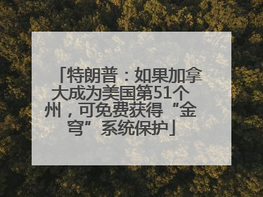 特朗普：如果加拿大成为美国第51个州，可免费获得“金穹”系统保护