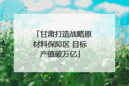 甘肃打造战略原材料保障区 目标产值破万亿