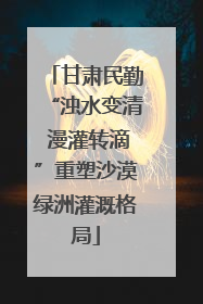 甘肃民勤“浊水变清 漫灌转滴”重塑沙漠绿洲灌溉格局