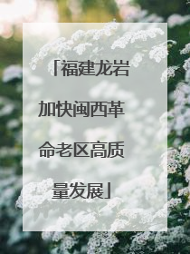 福建龙岩加快闽西革命老区高质量发展