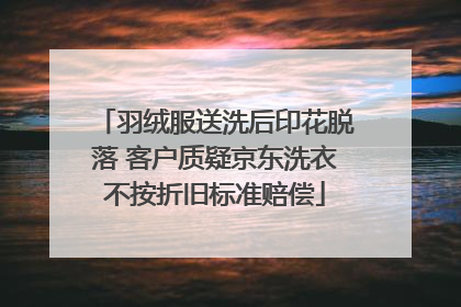 羽绒服送洗后印花脱落 客户质疑京东洗衣不按折旧标准赔偿