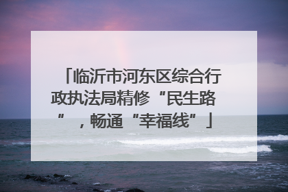 临沂市河东区综合行政执法局精修“民生路”，畅通“幸福线”