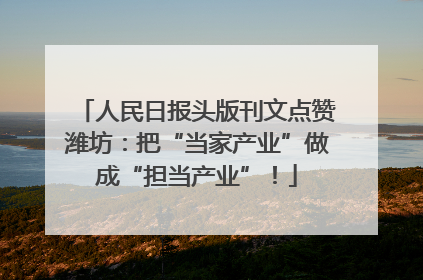 人民日报头版刊文点赞潍坊：把“当家产业”做成“担当产业”！