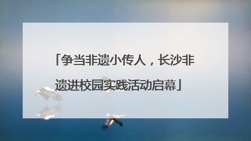 争当非遗小传人，长沙非遗进校园实践活动启幕