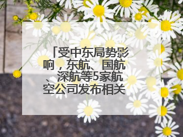 受中东局势影响，东航、国航、深航等5家航空公司发布相关航线退改政策
