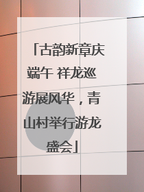古韵新章庆端午 祥龙巡游展风华，青山村举行游龙盛会