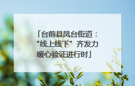 台前县凤台街道：“线上线下”齐发力 暖心验证进行时