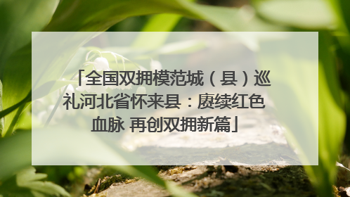 全国双拥模范城（县）巡礼河北省怀来县：赓续红色血脉 再创双拥新篇