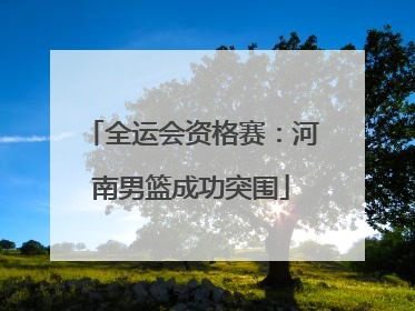 全运会资格赛：河南男篮成功突围