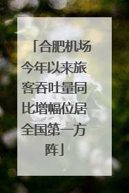 合肥机场今年以来旅客吞吐量同比增幅位居全国第一方阵