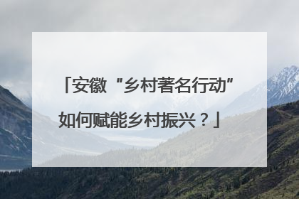 安徽“乡村著名行动”如何赋能乡村振兴？