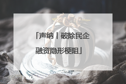 声纳丨破除民企融资隐形梗阻