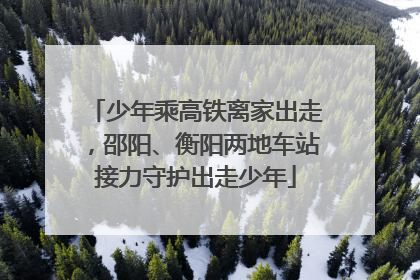 少年乘高铁离家出走，邵阳、衡阳两地车站接力守护出走少年
