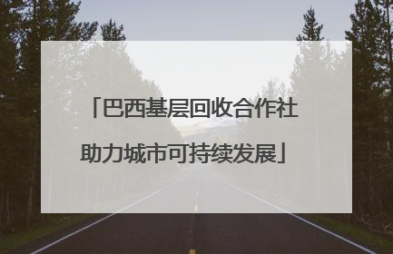 巴西基层回收合作社助力城市可持续发展