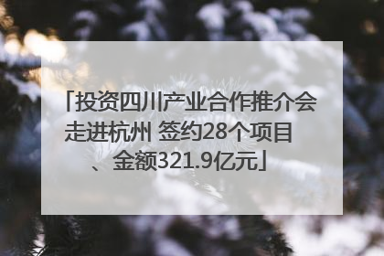 投资四川产业合作推介会走进杭州 签约28个项目、金额321.9亿元