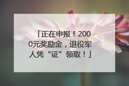 正在申报！2000元奖励金，退役军人凭“证”领取！