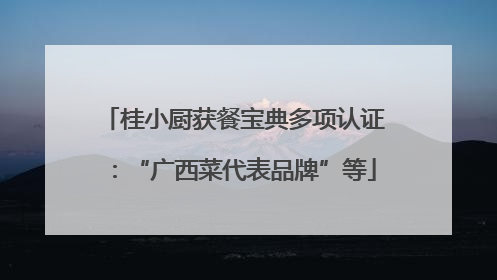 桂小厨获餐宝典多项认证：“广西菜代表品牌”等