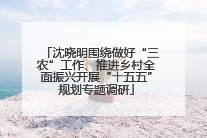 沈晓明围绕做好“三农”工作、推进乡村全面振兴开展“十五五”规划专题调研