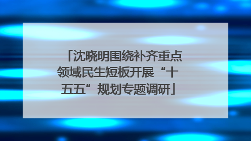 沈晓明围绕补齐重点领域民生短板开展“十五五”规划专题调研
