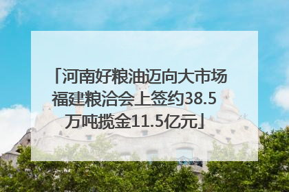 河南好粮油迈向大市场 福建粮洽会上签约38.5万吨揽金11.5亿元