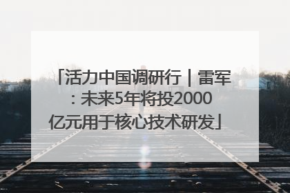 活力中国调研行｜雷军：未来5年将投2000亿元用于核心技术研发