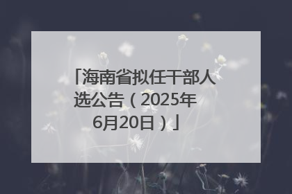 海南省拟任干部人选公告（2025年6月20日）