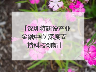 深圳将建设产业金融中心 深度支持科技创新