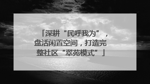 深耕“民呼我为”，盘活闲置空间，打造完整社区“翠苑模式”