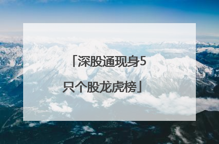 深股通现身5只个股龙虎榜