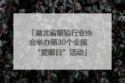 湖北省眼镜行业协会举办第30个全国“爱眼日”活动