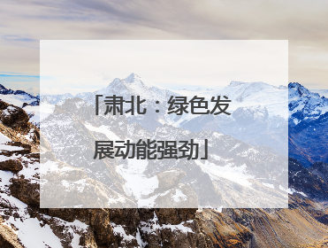 肃北：绿色发展动能强劲