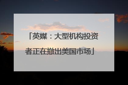 英媒：大型机构投资者正在撤出美国市场