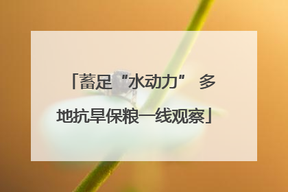 蓄足“水动力” 多地抗旱保粮一线观察