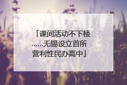 课间活动不下楼……无锡设立首所营利性民办高中