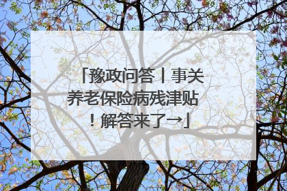 豫政问答丨事关养老保险病残津贴！解答来了→