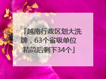 越南行政区划大洗牌，63个省级单位精简后剩下34个