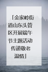 金家岭街道山东头管区开展端午节主题活动 传递敬老温情