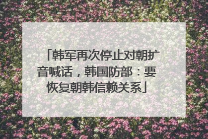 韩军再次停止对朝扩音喊话，韩国防部：要恢复朝韩信赖关系