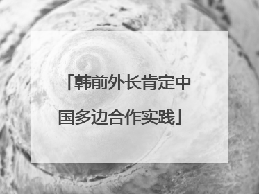 韩前外长肯定中国多边合作实践