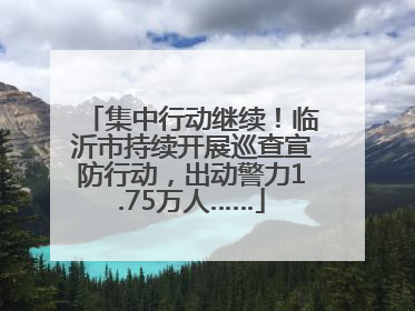 集中行动继续！临沂市持续开展巡查宣防行动，出动警力1.75万人……