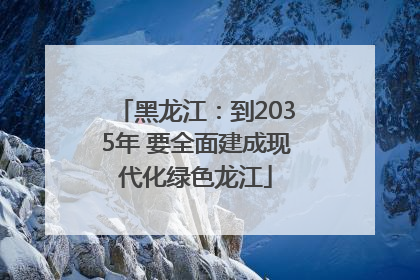 黑龙江：到2035年 要全面建成现代化绿色龙江