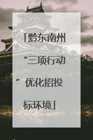 黔东南州“三项行动”优化招投标环境