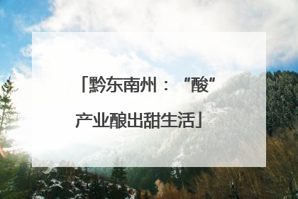 黔东南州：“酸”产业酿出甜生活